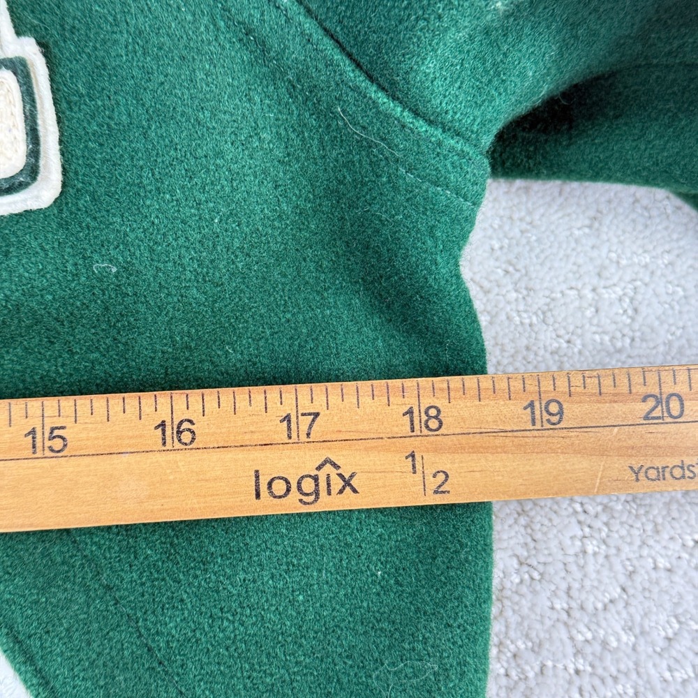 TM Athletics Varsity Jacket Womens 34 Green 1987 Letterman Bulldog Zip Hood - Picture 9 of 12